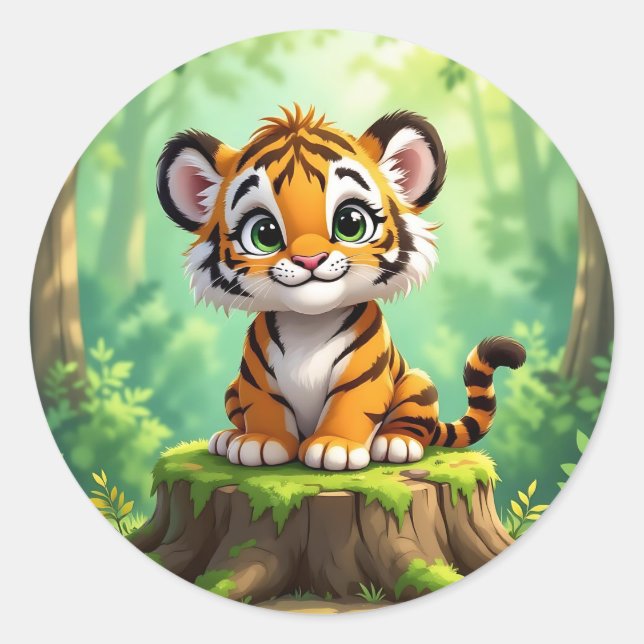 Adesivo Baby Tiger | Cute Cartoon Kid's Nursery Art (Frente)