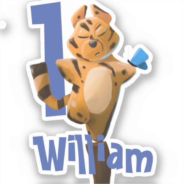 Adesivo Baby Tiger Xadrez Primeiro Aniversário personaliza (Frente)