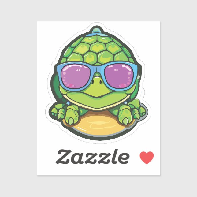 Adesivo Baby Turtle Sticker with Glasses - Kawaii Waterpro (Folha)