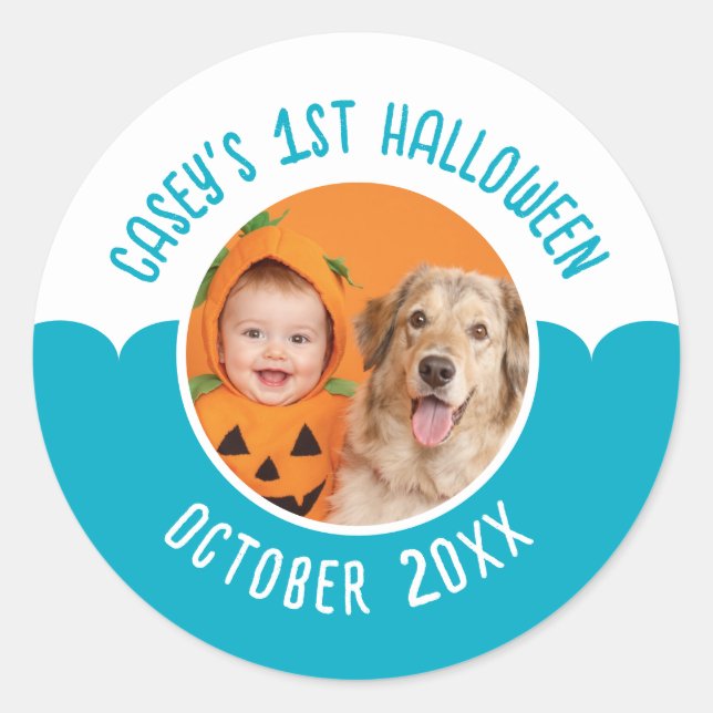 Adesivo Baby's 1st Halloween Custom Photo Editable Text (Frente)