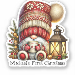 Adesivo Baby's First Gnome Christmas Round Sticker