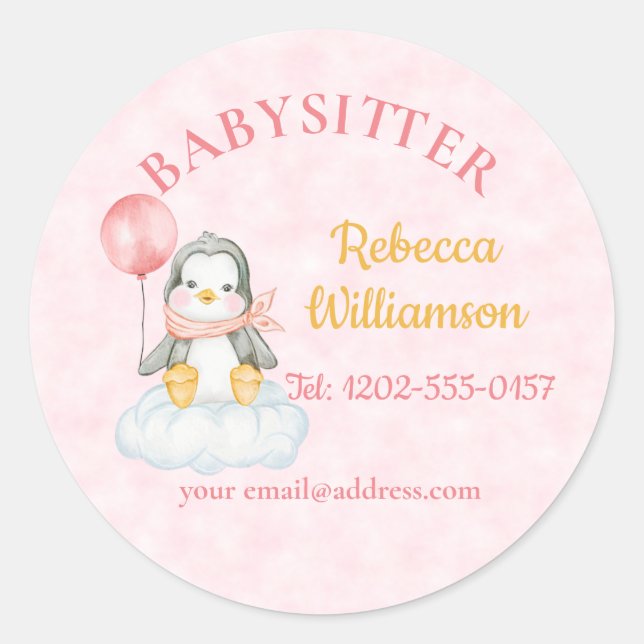 Adesivo Babysitter Cute Penguin (Frente)