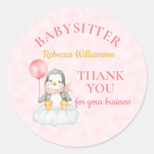 Adesivo Babysitter Obrigado Pinguim Bonito