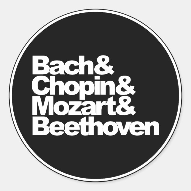 Adesivo Bach, Chopin e Mozart e Beethoven (Frente)