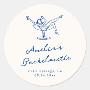 Adesivo Bachelorette Azul Desenhado à Mão Branca
