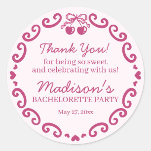 Adesivo Bachelorette de Bolo Cerejeiro Retro-Coração Cor-d