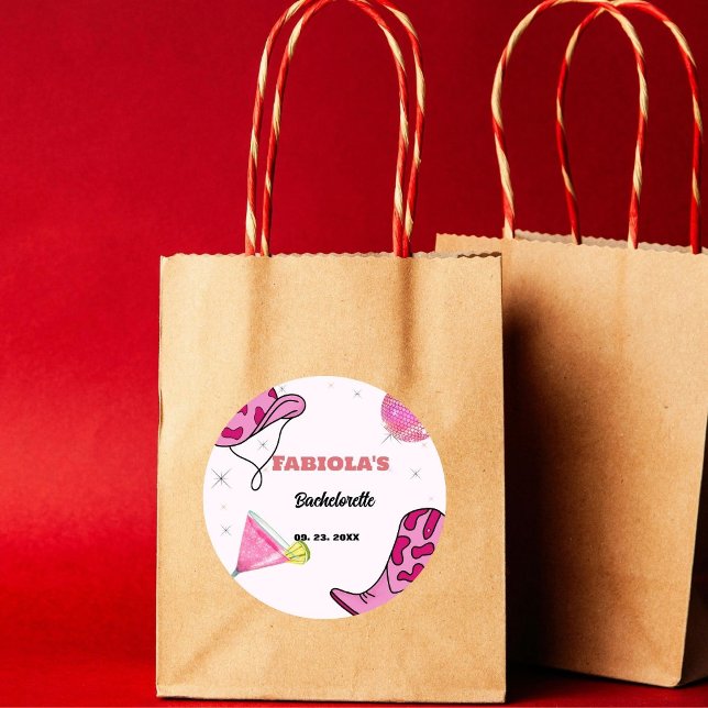 Adesivo Bachelorette Ocidental de Cowgirl Rosa (Criador carregado)