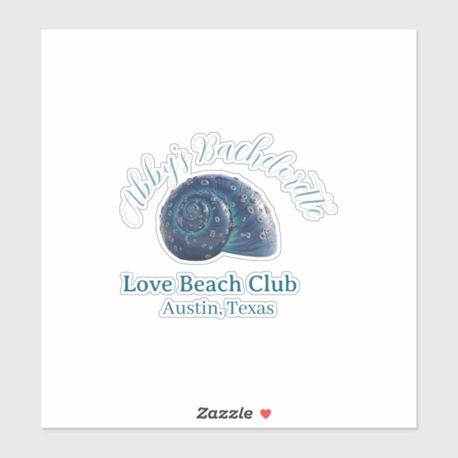 Adesivo Bachelorette party beach club blue sea shell name  (Folha)