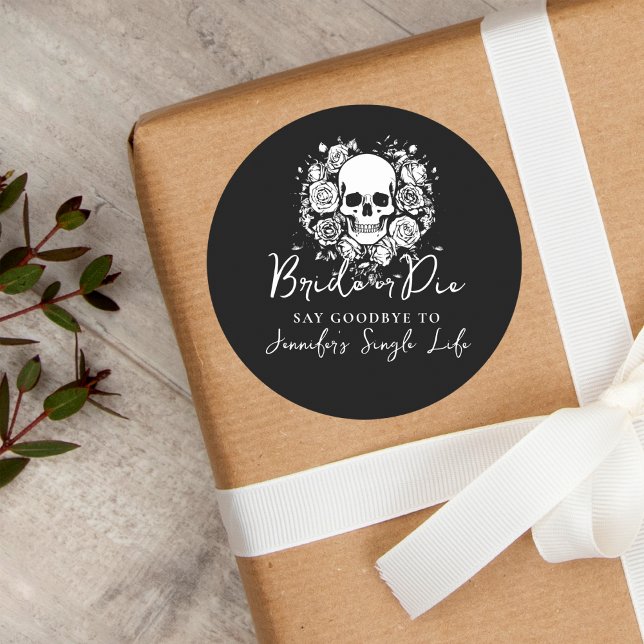 Adesivo Bachelorette Party Bride or Die Skull Floral (Criador carregado)