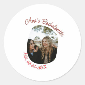 Adesivo bachelorette party photo name date simple circular