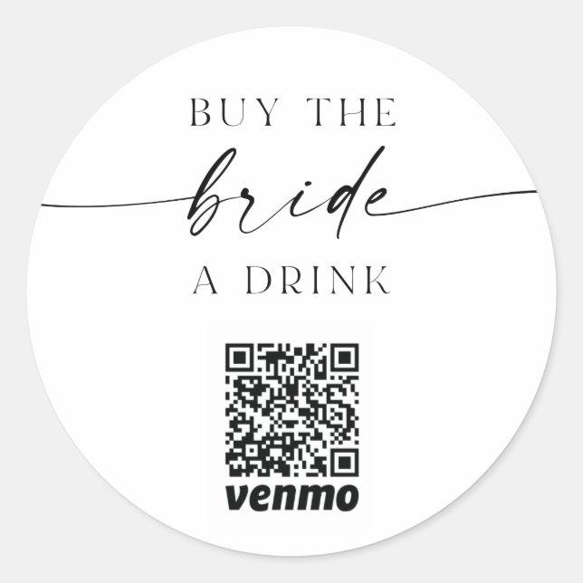 Adesivo Bachelorette QR Code Comprar Noiva A Bebida Clássi (Frente)