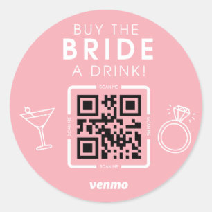 Adesivo Bachelorette QR Code Comprar Noiva a Rosa Bebida