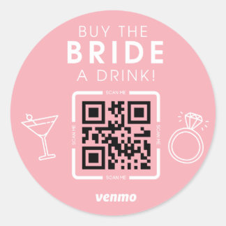 Adesivo Bachelorette QR Code Comprar Noiva a Rosa Bebida