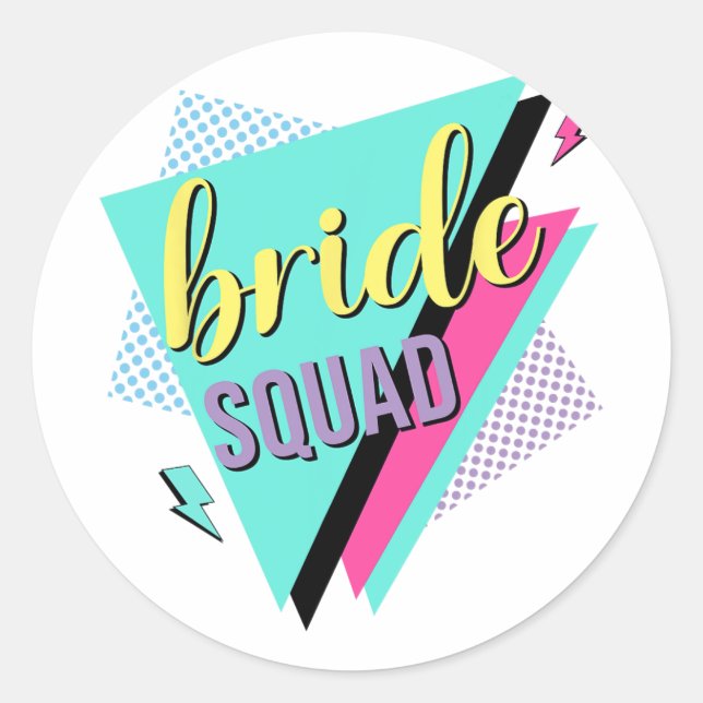 Adesivo Bachelorette Retro 90s Bride Squad Bridesmaid (Frente)