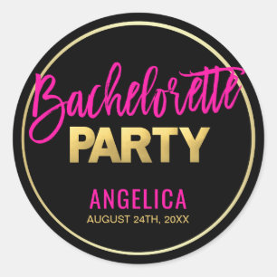 Adesivo BACHELORETTE rosa Dourado preto personalizado