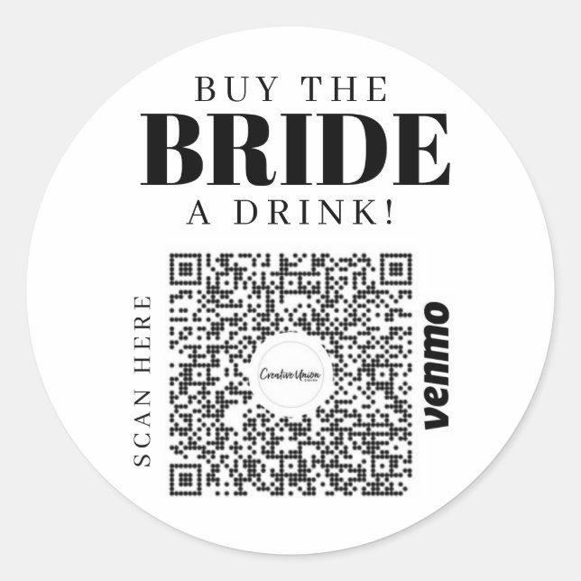 Adesivo Bachelorette Venmo Código QR Comprar Noiva A Bebid (Frente)