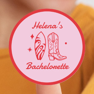 Adesivo Bachelorette Vermelho e Rosa da Cowgirl Costeira