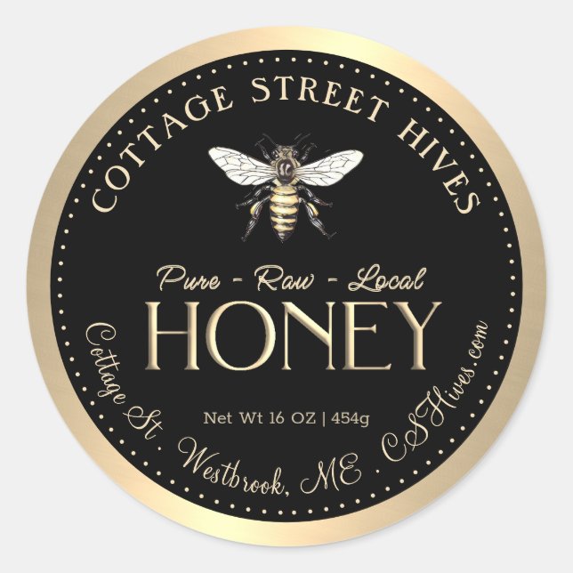 Adesivo Bacia Dourada de Mel Puro Local (Frente)