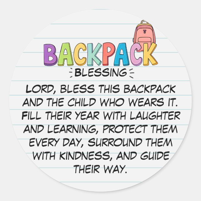 Adesivo Backpack Blessing Prayer Sticker (Frente)