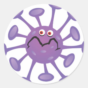 Adesivo Bactéria de Germe de Desenho Animado Divertido