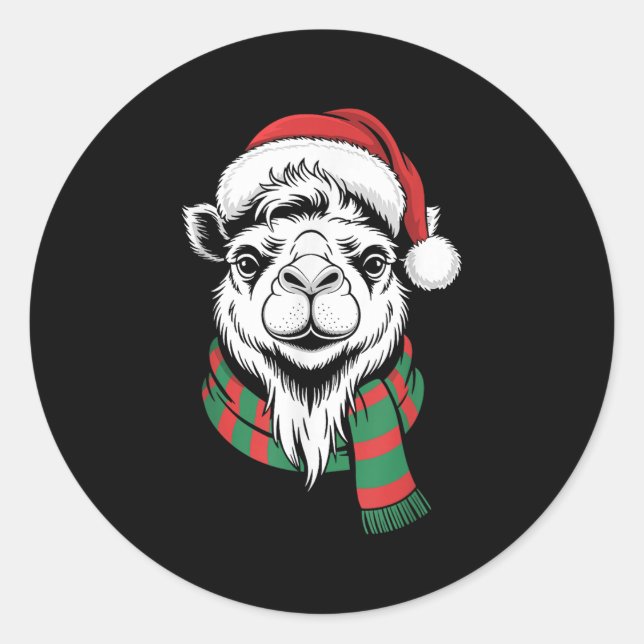 Adesivo Bactrian Camel Xmas Santa Hat Custo de Natal (Frente)