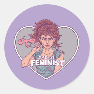 Adesivo BADASS FEMINISTA, desenho animado