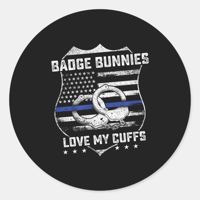 Adesivo Badge Bunnies Love My Cuffs Funny Lice Humor  (Frente)