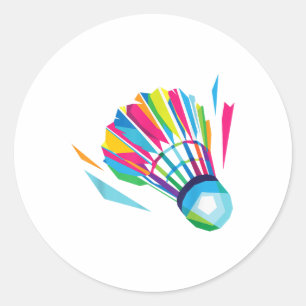 Adesivo Badminton Shuttle Racquet Sport Badminton Pop Art