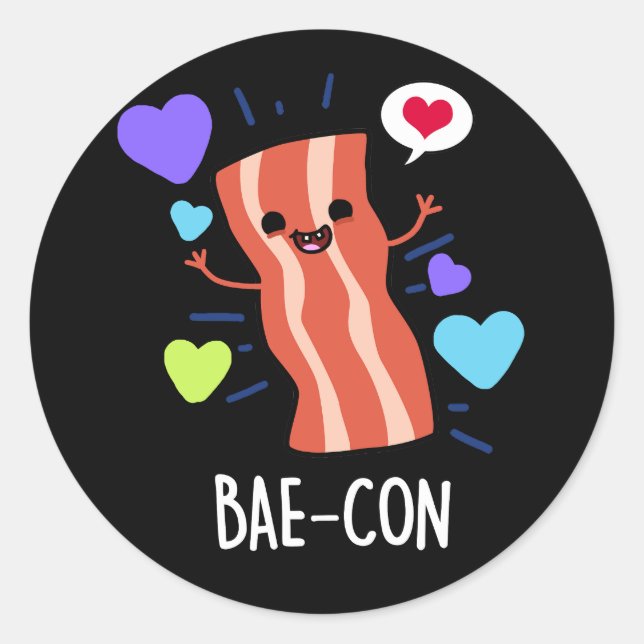 Adesivo Bae-con Funny Bacon Pun (Frente)