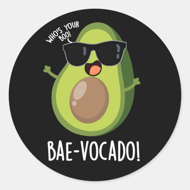 Adesivo Bae-vocado Funny Avocado Pun Dark BG (Frente)