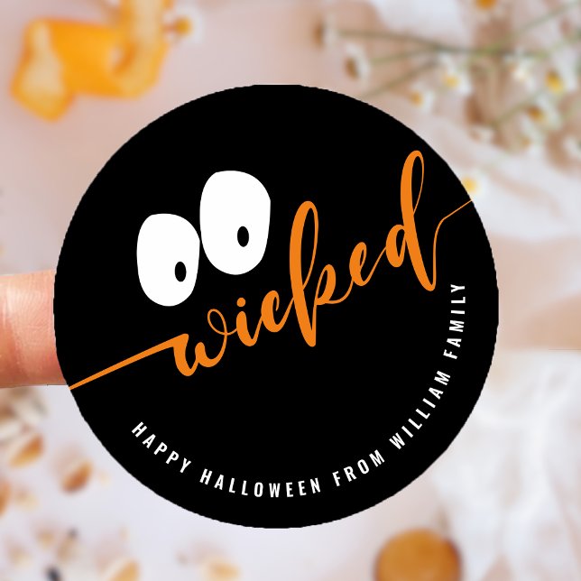 Adesivo Bag de Tratamento de Favor do Halloween (Wicked Halloween Favor Treat Bag Classic Round Sticker)