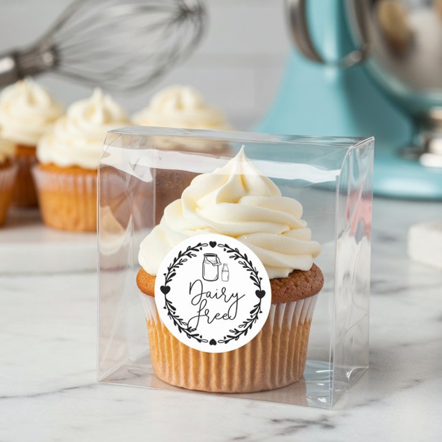 Adesivo Bagagem Leite sem Leite Jug & Wreath Black & White (Bakery Dairy Free Milk Jug & Wreath Black & White Classic Round Sticker)