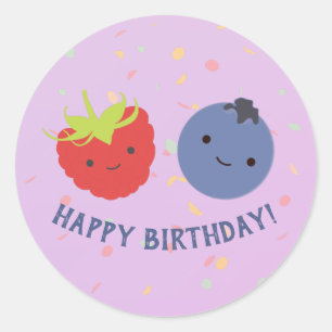 Adesivo Bagas bonitos de Kawaii do feliz aniversario da