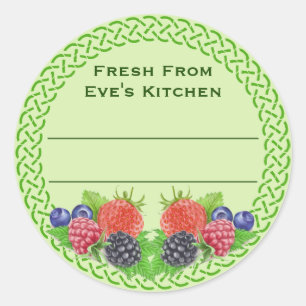 Adesivo Bagas misturadas com colocação em latas redonda