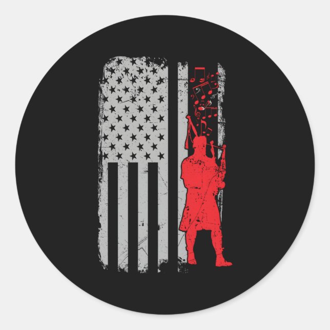 Adesivo Bagpipe Music Usa Flag (Frente)