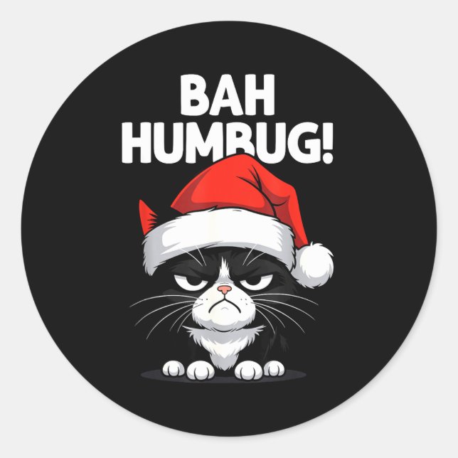 Adesivo Bah Humbug Funny Bad Cat Christmas Hater Cat Lover (Frente)