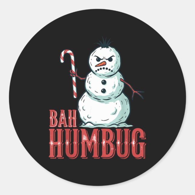 Adesivo Bah Humbug Santa Hat Angry Snowman Sarcastic Chris (Frente)
