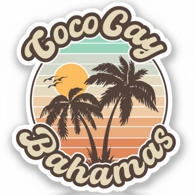 Adesivo Bahamas de Coco Cay Retro Souvenirs 60s (Frente)