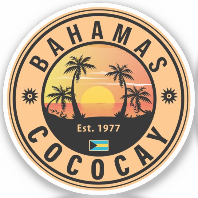 Adesivo Bahamas de Coco Cay Retro Souvenirs 60s (Frente)