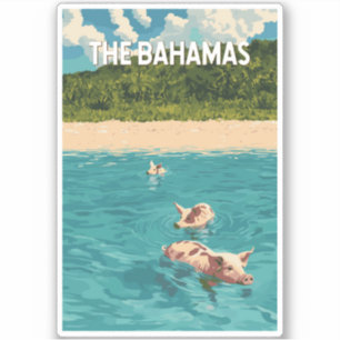 Adesivo Bahamas Ilustração Viagem Art Vintage