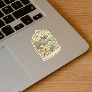 Adesivo Baiagem Branca Dourada com Pássaro na Neve da Cab