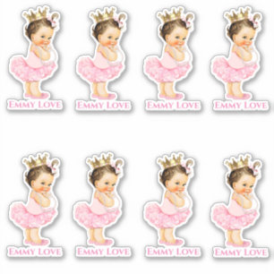 Adesivo Bailarina Princesa Bebê Menina Tutu Rosa Coroa Dou