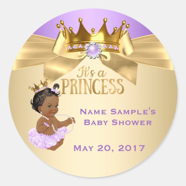 Adesivo Bailarina Princesa Lilás Dourada Churrasco de Bebê (Frente)