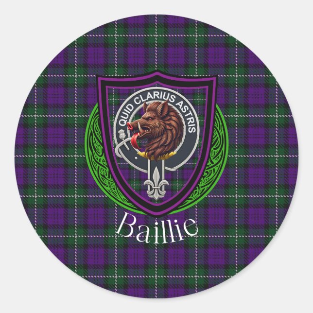 Adesivo Baillie Scottish Clan Tartan & Crest (Frente)