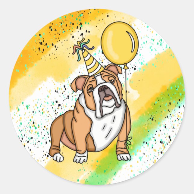 Adesivo Bairthday de Bulldog (Frente)