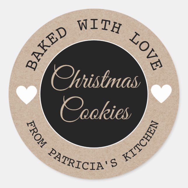 Adesivo Baked With Love Kraft Paper Christmas Cookies (Frente)