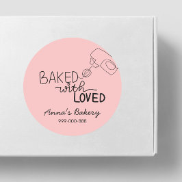 Adesivo Baked with love pink handwriting