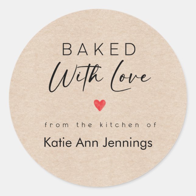 Adesivo Baked With Love Stickers From the Kitchen of Label (Frente)