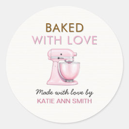 Adesivo Baked with Love Stickers Labels with Pink Mixer