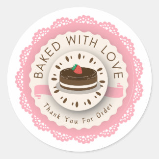 Adesivo Baked with Love Thank You For Order Round Sticker